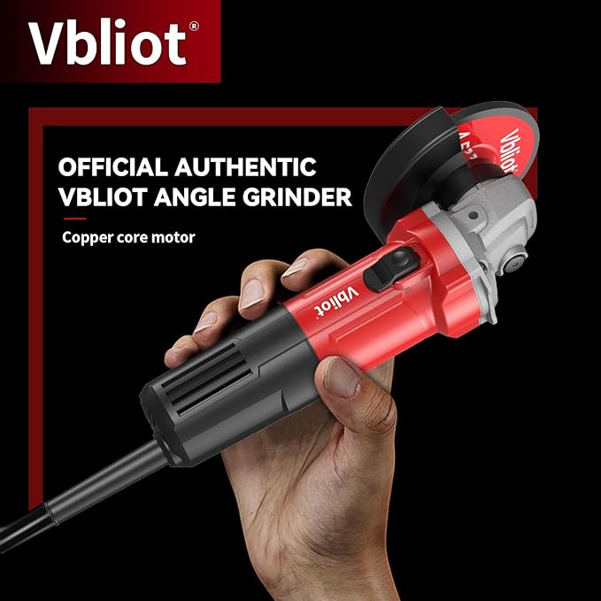 710W Electric Angle Grinder Tool 6A 4-1/2 Inch with 360 Rotational Guard 11000RPM Power Tool for Cutting and Grinding Metal Stone Wood Polishing, Red