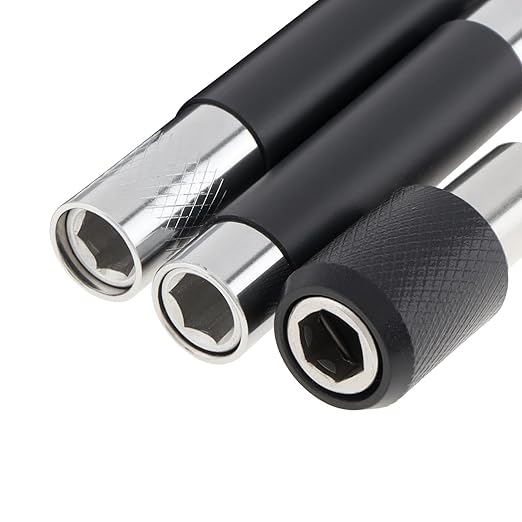 ChgImposs 5PCS Magnetic Drill Bit Extension Set ??60/100/150MM (2-3/8",4",6",) Fixed + 80/120MM(3.15"/4.72") Adjustable Magnetic Screwdriver Bit Holders, 1/4" Hex Quick Release Adapter