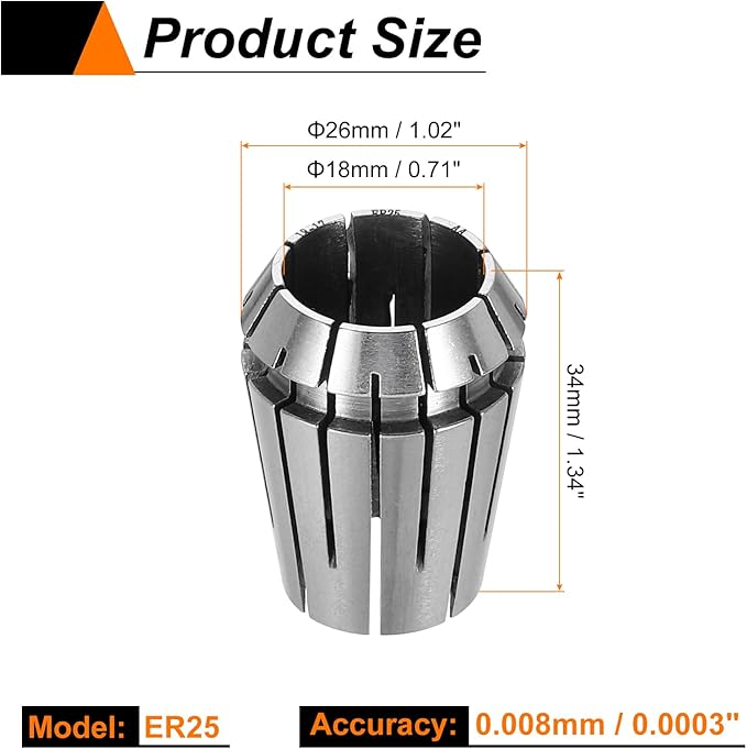 HARFINGTON Spring Collet Chuck ER25 18mm 65Mn Spring Steel Precision Router Collets for CNC Engraving Milling Lathe Tool