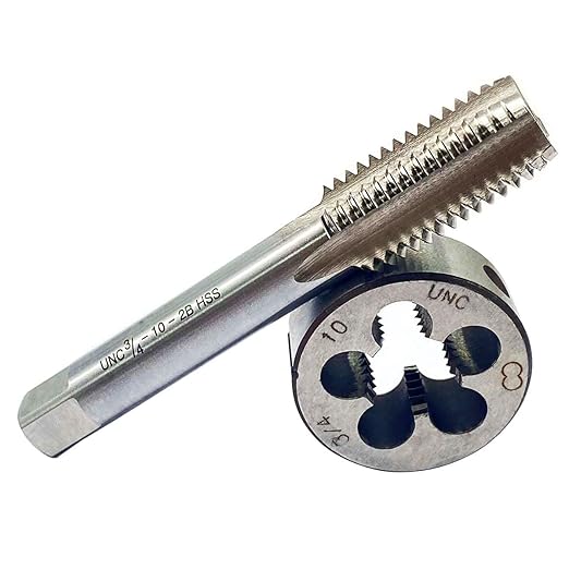 GBJ 3/4"-10 3/4"-14 3/4"-18 HSS Tap and Die Set UNF Machine Thread Tap and UNF Round Thread Die Right Hand (3/4-10 UNC)
