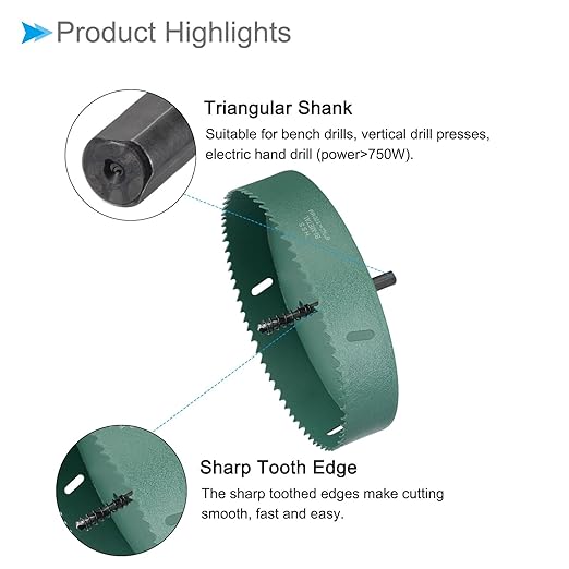 Bi-Metal Hole Saw, 170mm 6-45/84 Inch Dia Hole Saw, High Speed Steel Cutter - (Applications: for Wood Brass Zinc), 1-Pieces