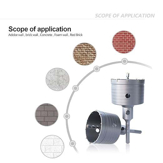 GSTK 60mm(2-3/8"),Concrete Hole Saw Kit with SDS Plus Shank, Gift with 5pcs Dust Catcher, Hole Saw Cutter for Brick|Concrete| Cement |Stone.