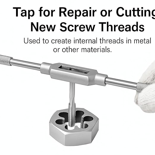1/2"-14 NPT Tap and Die Set ??GCr15 Alloy Steel Pipe Thread Tap and Hex Die Combo, Taper Thread Repair Tool for Conical Pipe Fittings