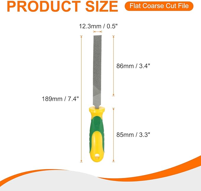HARFINGTON Flat Coarse Cut File 4" Double Cut Teeth High Carbon Steel Hand Rasp File with Plastic Handle for Metal Wood Deburring Removing