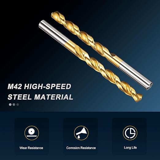 PATIKIL 9mm Drill Bit, M42 8% Cobalt High-Speed Steel Jobber Straight Shank 135° Titanium Nitride (TiN) Coated for Hard Metal Stainless Steel - 1 Pack