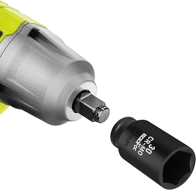 30mm Socket 1/2" Drive Deep Impact Metric Socket,CR-MO 6 Point for Easy Removal of Axle Nut