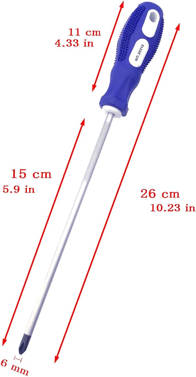 Slotted and Phillips Screwdriver, 6" Long Cross-head & Flat Blade 竊늁H2竊? 2 Packs Magnetic Screwdriver with Rubber Handle (6 inch)