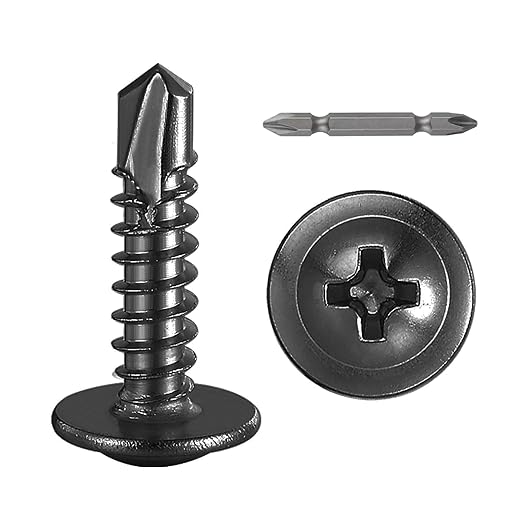 (300 pcs) Wensilon #10횞3/4??for Sheet Metal Self-Tapping Screws 410 Black Stainless Steel Truss Head High-Strength Quick Tapping