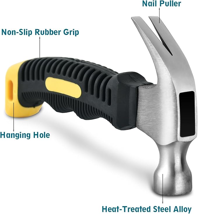8 oz Small Claw Hammer - Mini Hammer for Women&Kids - Little Hammer for Household Projects, Woodworking & DIY Tasks