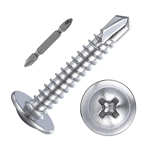 Wensilon竊?00pcs竊?8횞1?쓋or Sheet Metal Self-Tapping Screws 410 Stainless Steel Truss Head High-Strength Quick Tapping Screws