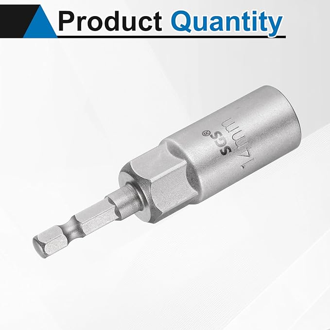 HARFINGTON Nut Driver Drill Bit 14mm Metric Socket 1/4" Hex Shank 3.15" (80mm) Long 6-Point Sockets Quick Change CR-V Steel Bolt Setters for Power Drill Drivers