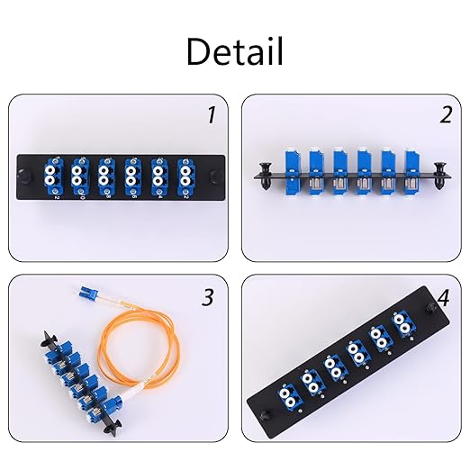 VFLTOOL 2PCS 6 Duplex LC Adapters LGX Footprint Fiber Patch Panel Loaded 12 Fiber Ports Couplers Enclosure - LC UPC Blue Compatible with SingleMode Multimode|1.25G/10GB OS1-2/OM1-3