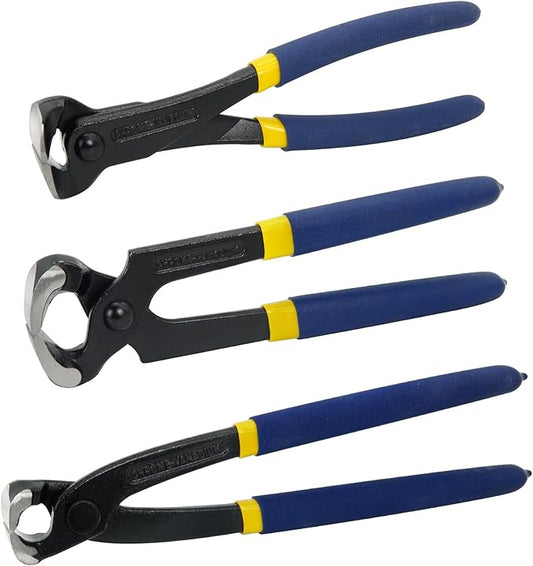 MANUFORE 3pcs Nail Puller Pincers Set, 8in Carpenters Pincers, 8in End Cutting Pincers, 8in Tower Pincers Set Nail Remover Tool for Pulling Nails or Cutting Wires