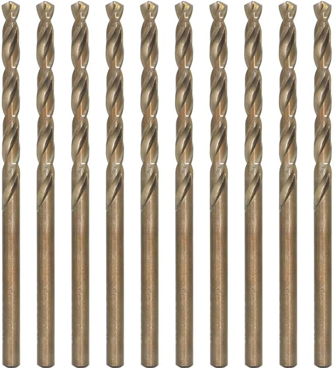 Metric Cobalt Drill Bits 3.5mm 10PCS, M35 high Speed Steel, high Hardness Straight Shank Drill, Mechanical or Hand Drill for Drilling, Suitable for Stainless Steel, Iron, Copper and Aluminum.