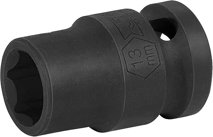 JETECH 1/2 Inch Drive 13mm Standard Impact Socket, Chrome Molybdenum Alloy Steel, 6-Point Design, Metric