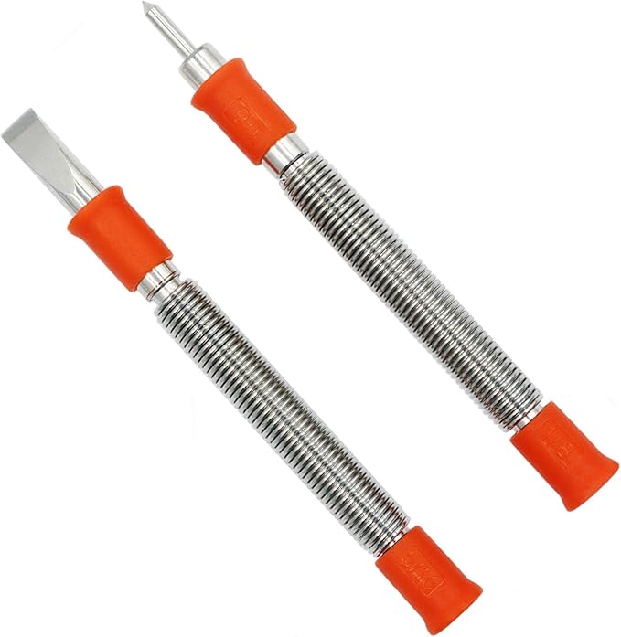 2-Piece Hammerless 5/16-Inch Cold Chisel and 1/8-Inch Center Punch Set, Spring Loaded Rivet Removal Set for Metal Wood
