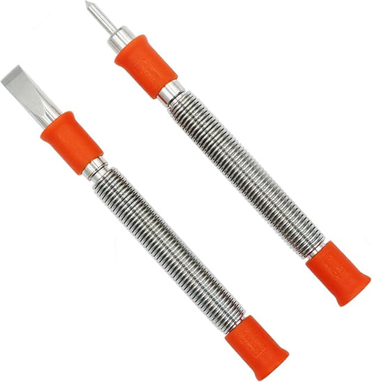 2-Piece Hammerless 5/16-Inch Cold Chisel and 1/8-Inch Center Punch Set, Spring Loaded Rivet Removal Set for Metal Wood