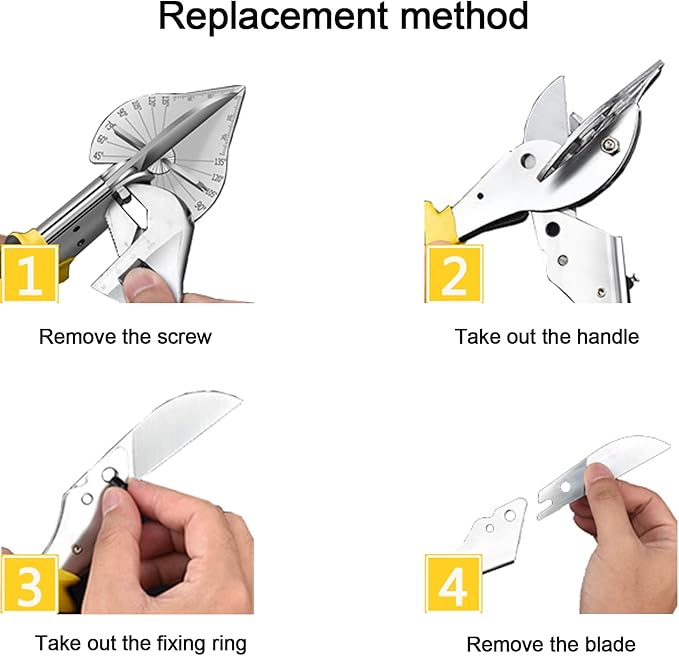 Miter Shears Replacement Blade,Shears Cutter Scissors Snips Blades,Multi-Angle Angular Cutting Molding Crafting SK5 Steel Spare Blade for Quarter Round Cutting Tool