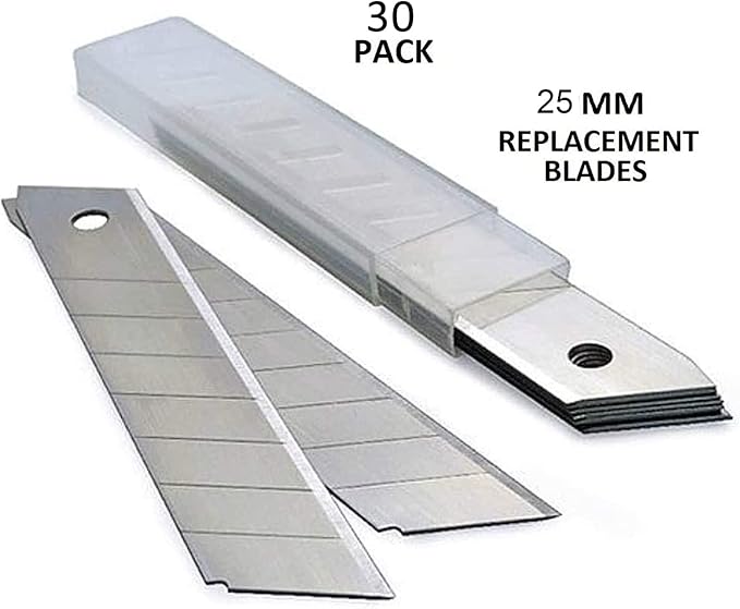 30-Pack 25MM Utility Knife Blades, Office Knife SK5 Slitting Blades for Retractable Box Cutters and Knives
