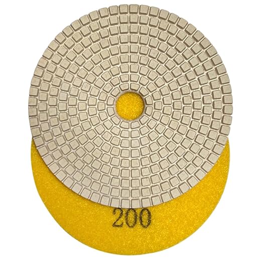 7" Wet Diamond Polishing Pad - 3 Packs of 200 Grit - White Resin for Granite, Marble, Quartz, Engineered Stone