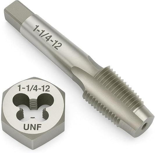 Yamesh 1-1/4"-12 Thread Tap and Die Set HSS Tap with GCr15 Alloy Steel Hex Die Right Hand Thread Repair Tool for Metalworking and Machinery