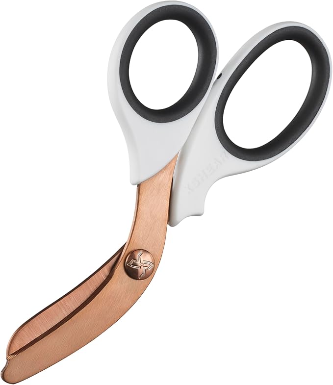 xShear짰 7.5??Extreme Duty Trauma Shears - The perfect scissors for the Paramedic, EMT, Nurse or any Emergency Healthcare Provider (White & Rose Gold)