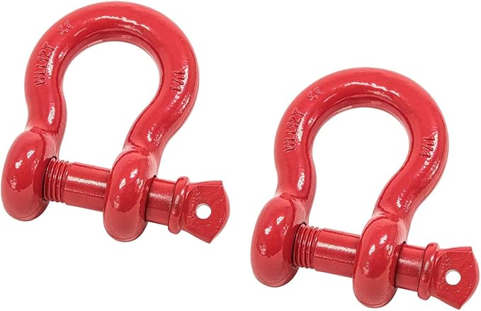Mytee Products 1-1/4" Anchor Shackle Forged Carbon Steel w/Alloy Screw Pin WLL # 12.0 Tons 24,000 lbs Double Rust Protection Heavy Duty D Ring Shackle for Towing, Rigging & Vehicle Recovery (2 Pack)