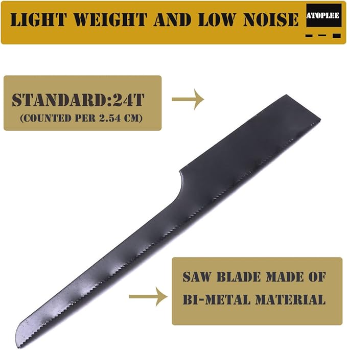 ATOPLEE 5pcs 24T Reciprocating Air Saw Blades, Bi-Metal Hacksaw Blades Power Cutting Tool Air Body Saw Hacksaw Blades Tools