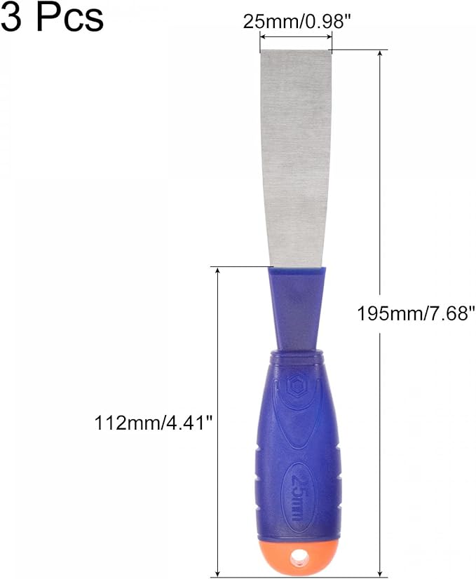 uxcell Putty Knife 1" Carbon Steel Scraper PP Handle for Spreading Drywall, Taping 3Pcs