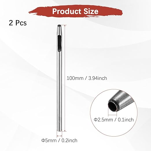 2.5MM Leather Hole Punch Tool [2PCS] - Metal Round Belt Hole Puncher Use for Leather Working & Belts & Watch Band & Paper & Plastic - [Silver Tone] Round Hollow Tools
