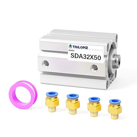 TAILONZ PNEUMATIC 32mm Bore 50mm Stroke Pneumatic Small Thin Cylinder Aluminum Pneumatic Air Cylinder SDA32-50