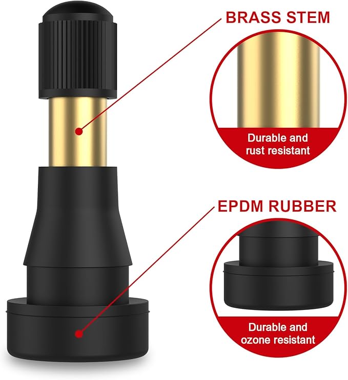 SUNSOUL TR600HP High Pressure Brass Stem EPDM Rubber Snap-in Tire Valves, Fit for 0.453 inch 11.5mm Rim Holes and for Most of Pick-up, Heavy-Duty Vehicles, Pack of 5pcs Valves