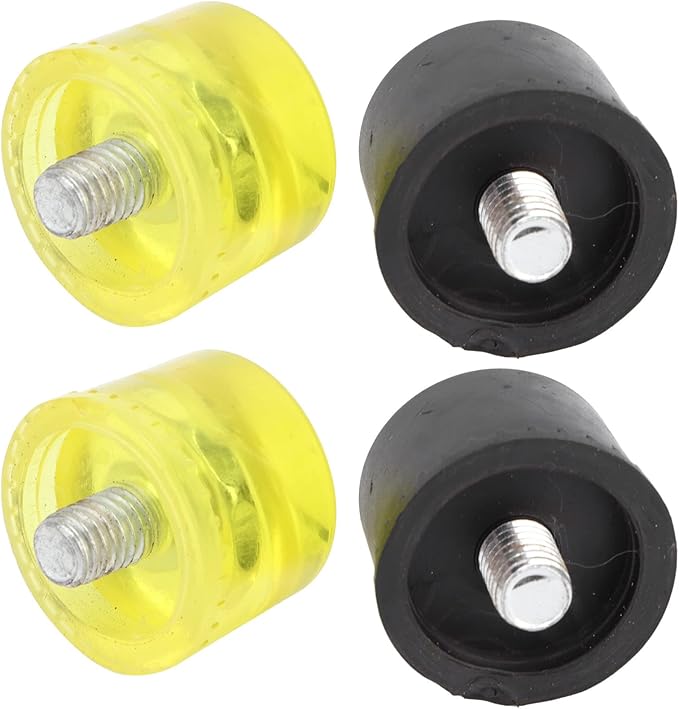 4 PCS Replacement Mallet Face, Yellow Black Plastic Replacement Mallet Heads, Replacements Ends for Dead Blow Hammer (Φ40mm)
