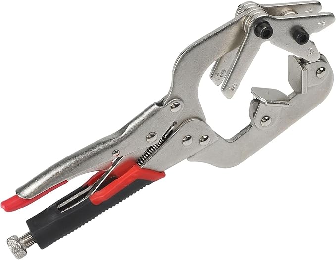 Adjustable Welding C-Clamp Locking Pliers 10 Inch Welding Clamp, Non-slip Handle, 270 Degree Rotating Head For Metal Pipe Square Tube Wood Column 1-3 Inch