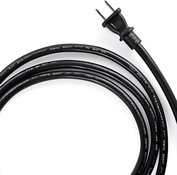 Power Tool Replacement Cord, 2 Prong Polarized 14 Gauge Replacement Power Cord with Open End, Heavy Duty 125V Supply Cable for AC Appliance, NEMA 1-15 Plug UL SJT 14AWG (6FT)