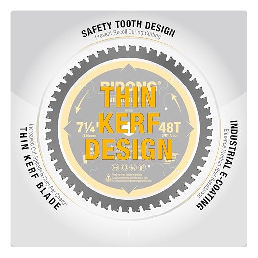 2 Pack 7-1/4 Inch 48 Teeth Steel and Metal Cutting Circular Saw Blade, 5/8" Arbor, Thin Kerf, Professional Carbide Tipped Blade for Angle Iron, Medium Metal, Steel Plate, Copper/Brass, EMT Conduit