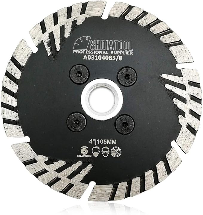 SHDIATOOL Diamond Turbo Blade Dia 4 Inch with Slant Protection Teeth Cutting Stone Granite Marble Concrete Brick with 5/8-11 Thread
