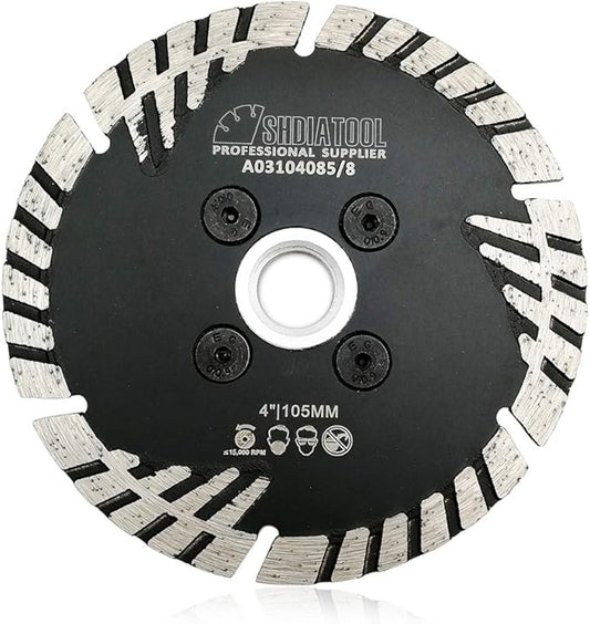 SHDIATOOL Diamond Turbo Blade Dia 4 Inch with Slant Protection Teeth Cutting Stone Granite Marble Concrete Brick with 5/8-11 Thread