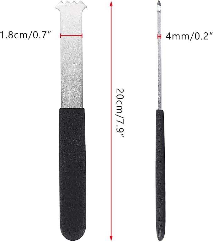 JUXYES 2 Pack Paver Removal Tool Set, Hard Steel Paver Puller Tool with Joint Scraper Micro Teeth, Paver Extractor Tool for Garden Lawn Yard Patio Paver Brick Block Replacement