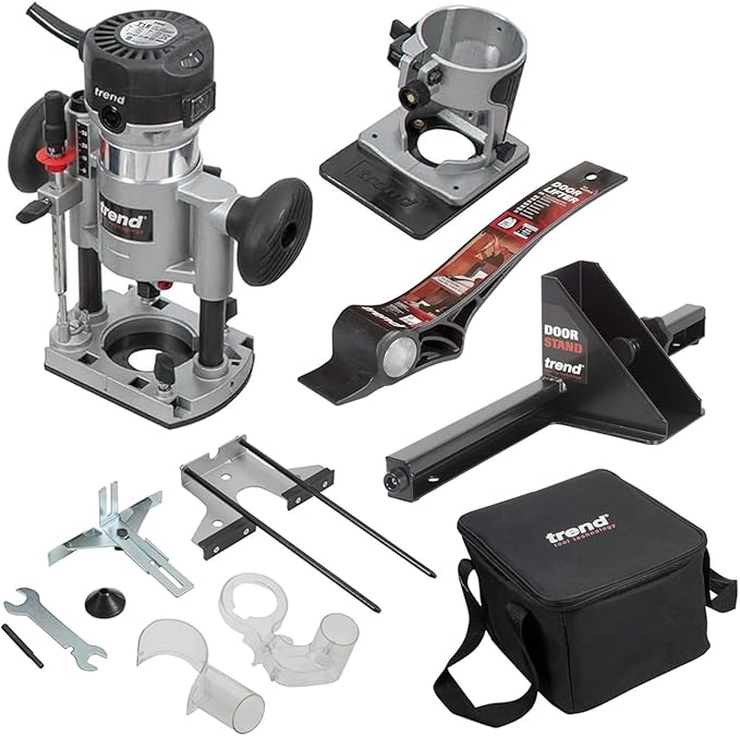 Trend Ultimate Door Installation Kit with Adjustable AnyDoor Jig (2'6" to 9'), T1 Plunge & Trim 쩌-Inch Router, Foot-Operated Lifter, Door Stand, and Professional Router Bit, H/JIG/D/B2
