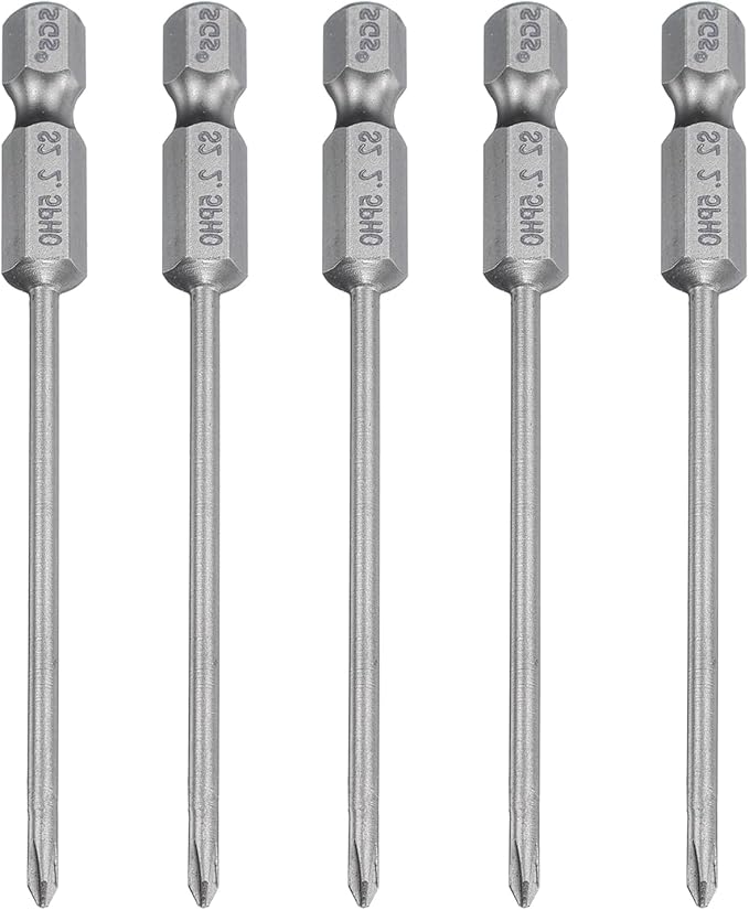 5 Pcs Magnetic Phillips Screwdriver Bit PH0 1/4" Hex Shank 80mm Long 2.5mm Rod