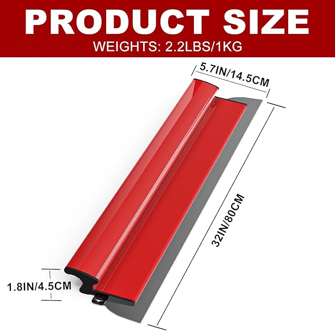 Ceeintee 32 Inch Drywall Skimming Blade, Replaceable 0.35mm Stainless Steel Blade, Drywall Trowel for Gyprock, Drywall and Wall-Boardrd, Ergonomically Designed Grip