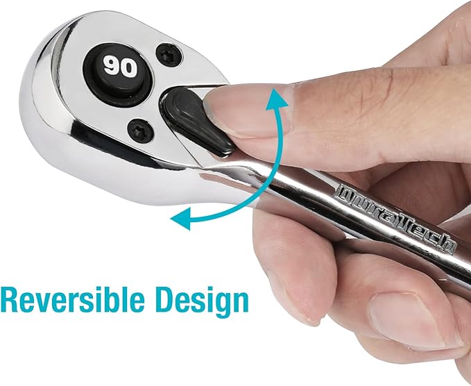 DURATECH 1/2-Inch Drive Ratchet, 90-Tooth Quick-release Ratchet Wrench, Reversible, Cr-V Made, Full Polished, Stocking Stuffers for Men Women Gifts for Men Gifts for Women Gifts for Dad