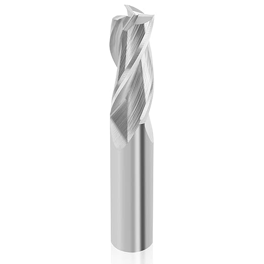 Upcut Spiral Router Bit 3-Flute with 1/2” Shank, 1/2” Cutting Diameter, 1-1/4” Cutting Length, Carbide CNC Router Bits End Mill for Wood Mortises Carving Engraving (3 inch Total Length)