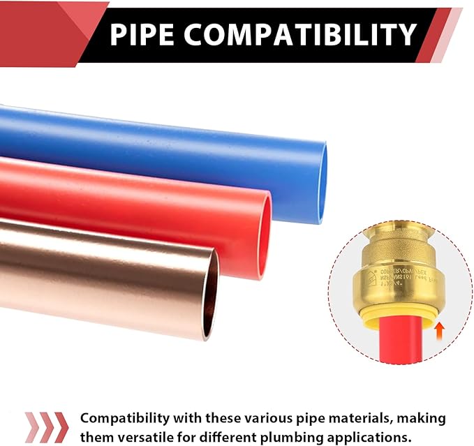 (Pack of 12) EFIELD 1/2 Inch Plug End Cap Push-Fit Fitting to Connect Pex, Copper, CPVC, with a Disconnect Clip Tool,(PF143-12PCS)