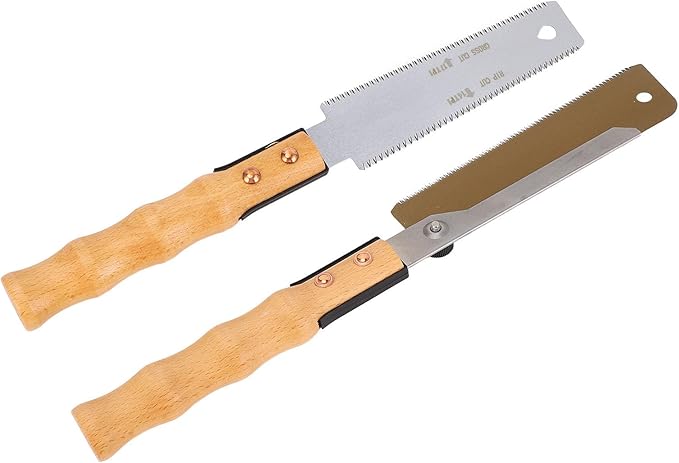 Small Woodworking Hand Saw SK5 Carbon Steel Bamboo Log Handle for Gardening and Outdoor Projects 7 Inch Double Sided Teeth Flush Cut Saw for Woodworking