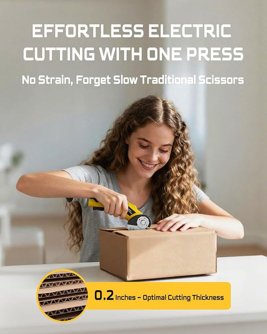 Cordless Electric Scissors,3000mAh Cardboard Cutter Rechargeable,Electric Box Cutters with 2 Blade, 4V Upgrade Motor,Safety Lock & LED Light, Powerful Cutting Tool for Paper,Carpet