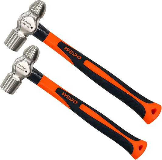 WEDO 2PCS Ball Pein Hammer Set,0.5lb+0.8lb(230g+340g),Stainless Steel Ball Peen Hammer Set With Fiberglass Handle,Die-forged,Shock-resistant,Corrosion Resistant