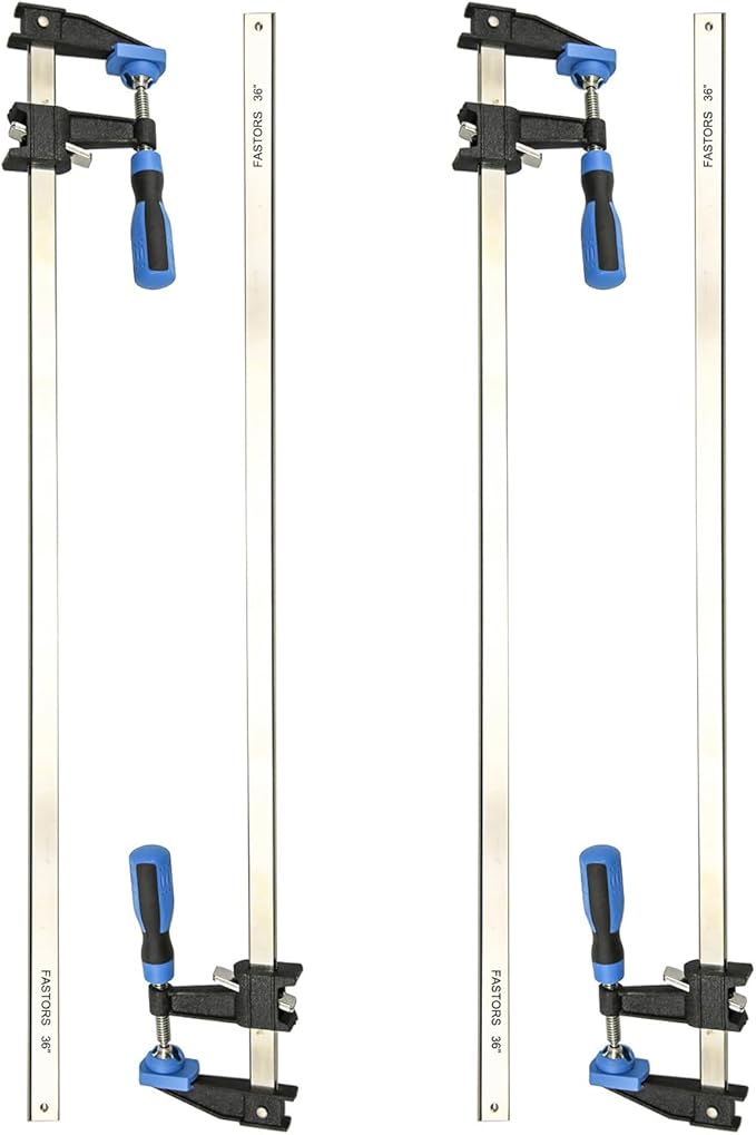FASTORS Bar Clamps for Woodworking 36 Inch,4 Pack Wood Clamps Adjustable and Release Quickly,Woodworking Clamps Throat Depth 2.5 Inch,Serrated Steel Rail,Bar Clamps Force 600 Lbs
