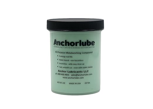 Anchorlube All-Purpose Metalworking Compound 8oz Jar - Water-Based Cutting Fluid for Drilling, Tapping, Sawing - Great on Stainless Steel | No Oil